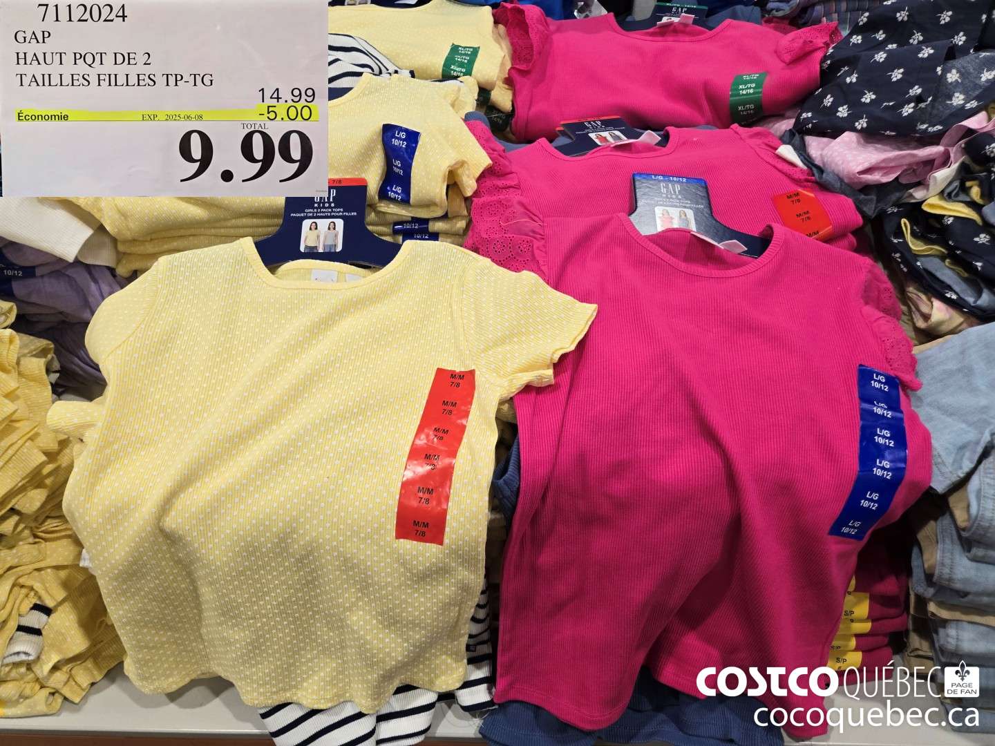7112024 GAP HAUT POT DE 2 TAILLES FILLES TP-TG  ($5.00 INSTANT SAVINGS EXPIRES ON 2025-06-08) $9.99