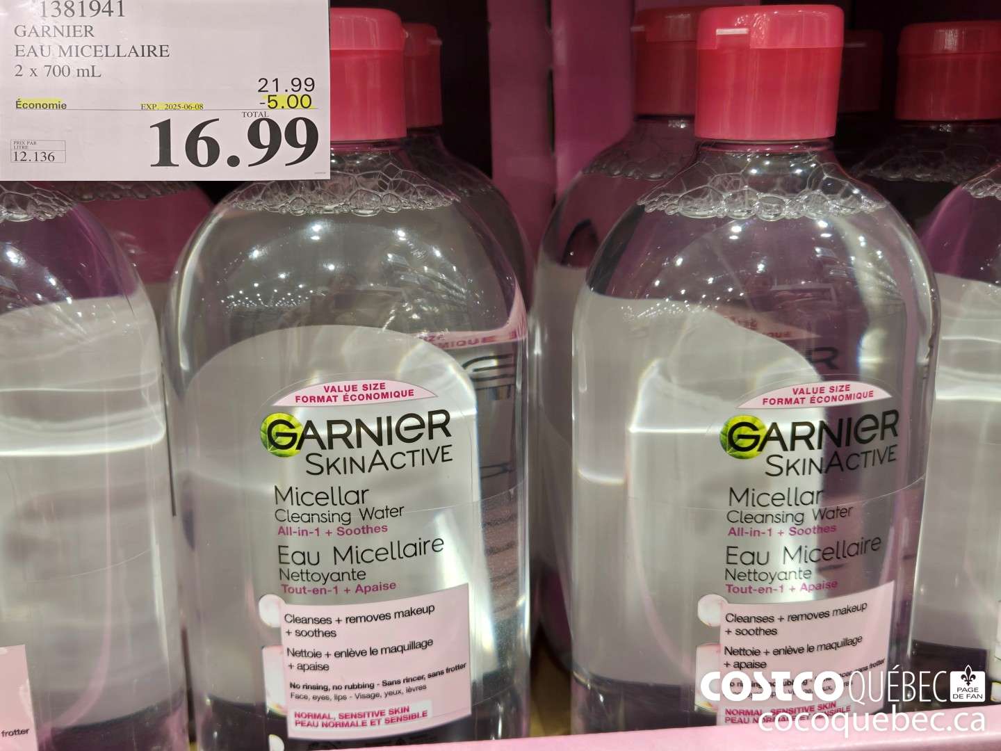 1381941 GARNIER EAU MICELLAIRE  ($5.00 INSTANT SAVINGS EXPIRES ON 2025-06-08) $16.99