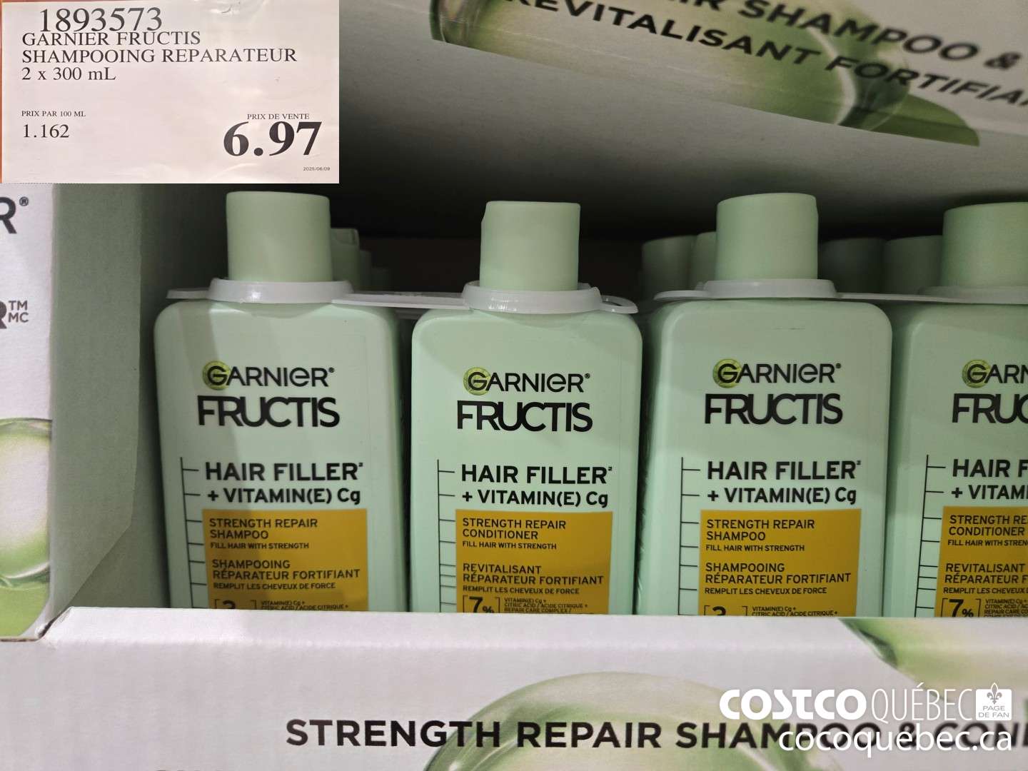 1893573 GARNIER FRUCTIS SHAMPOOING REPARATEUR 2 x 300 mL  $6.97