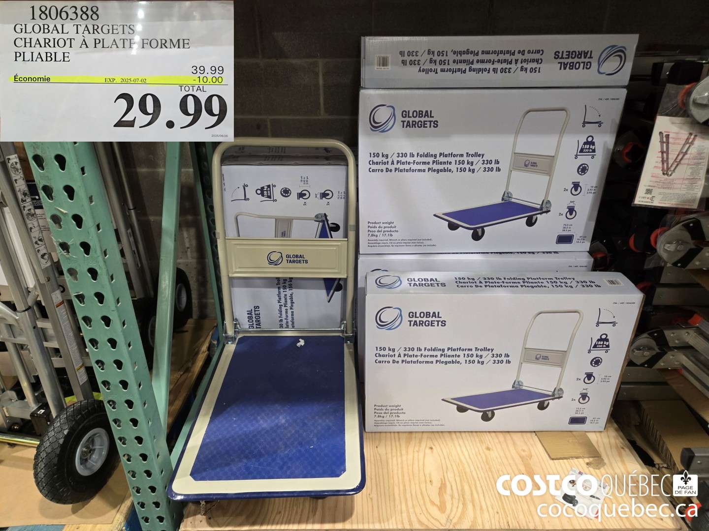 1806388 GLOBAL TARGETS CHARIOT A PLATE FORME PLIABLE  ($10.00 INSTANT SAVINGS EXPIRES ON 2025-07-02) $29.99