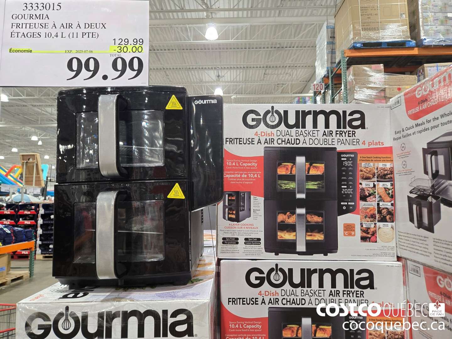 3333015 GOURMIA FRITEUSE A AIR A DEUX ETAGES 10,4 L (11 PTE)  ($30.00 INSTANT SAVINGS EXPIRES ON 2025-07-06) $99.99