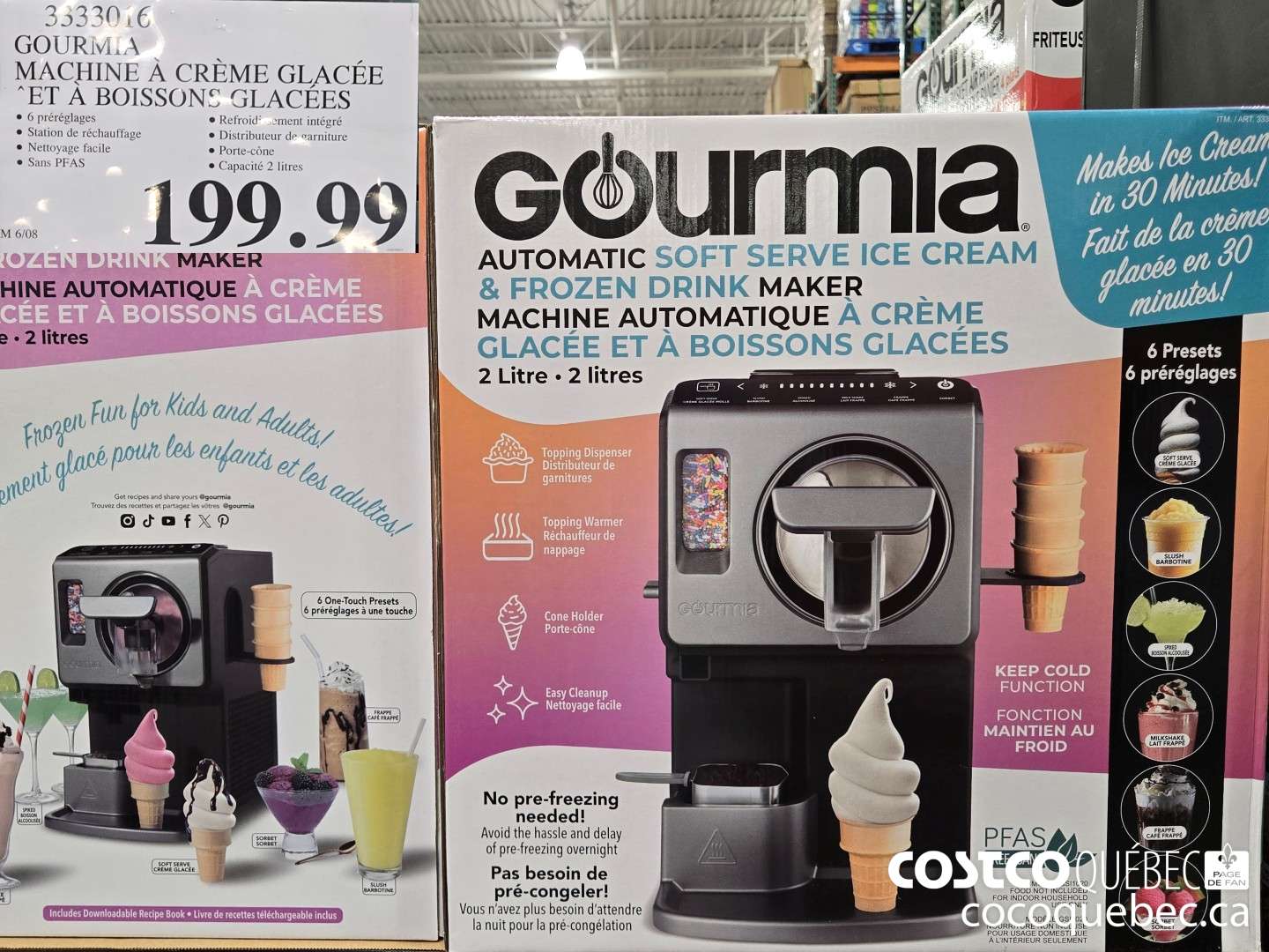 3333016 GOURMIA MACHINE A CREME GLACEE “ET A BOISSONS GLACEES  $199.99