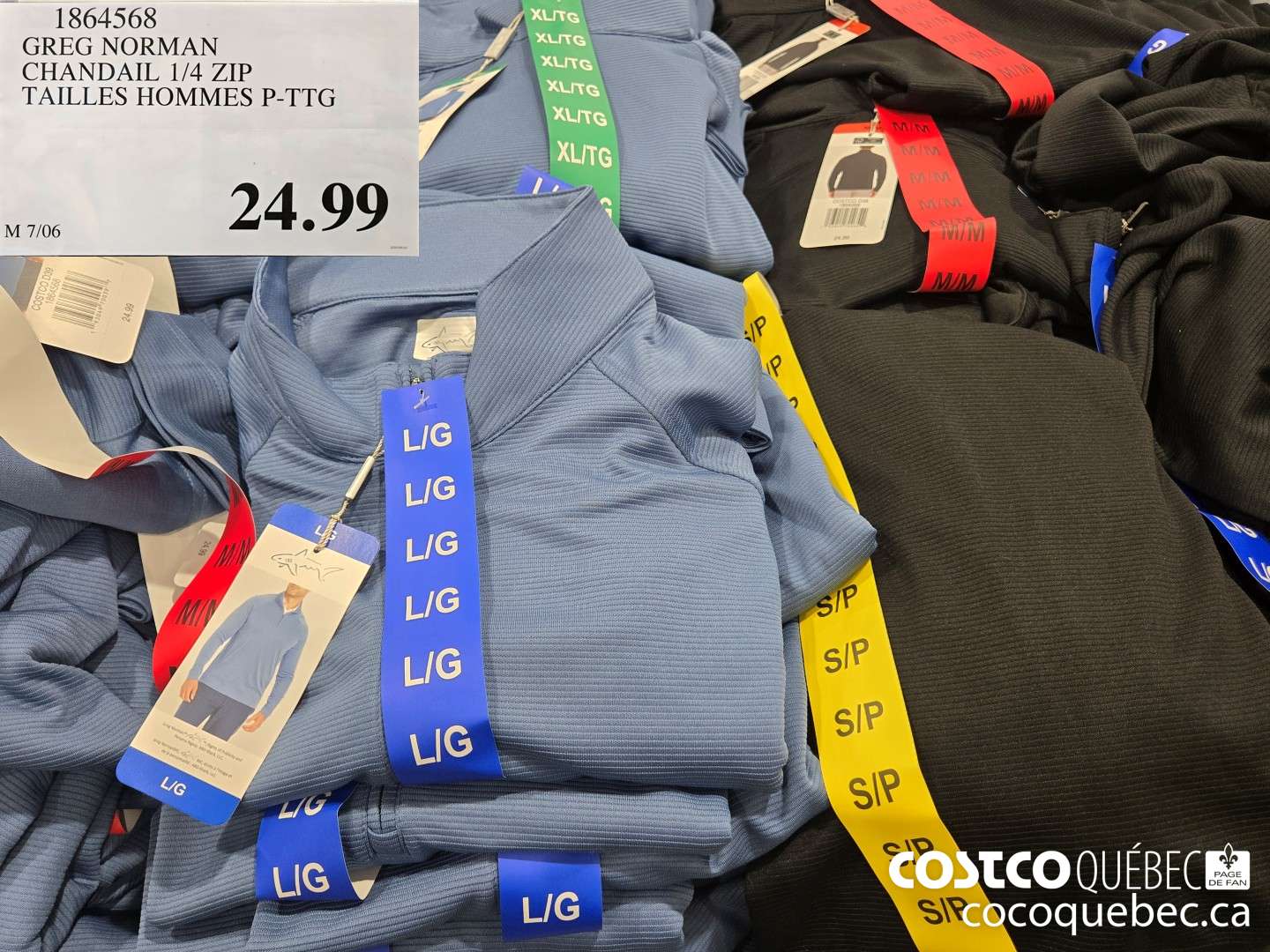 1864568 GREG NORMAN CHANDAIL 1/4 ZIP TAILLES HOMMES P-TTG  $24.99