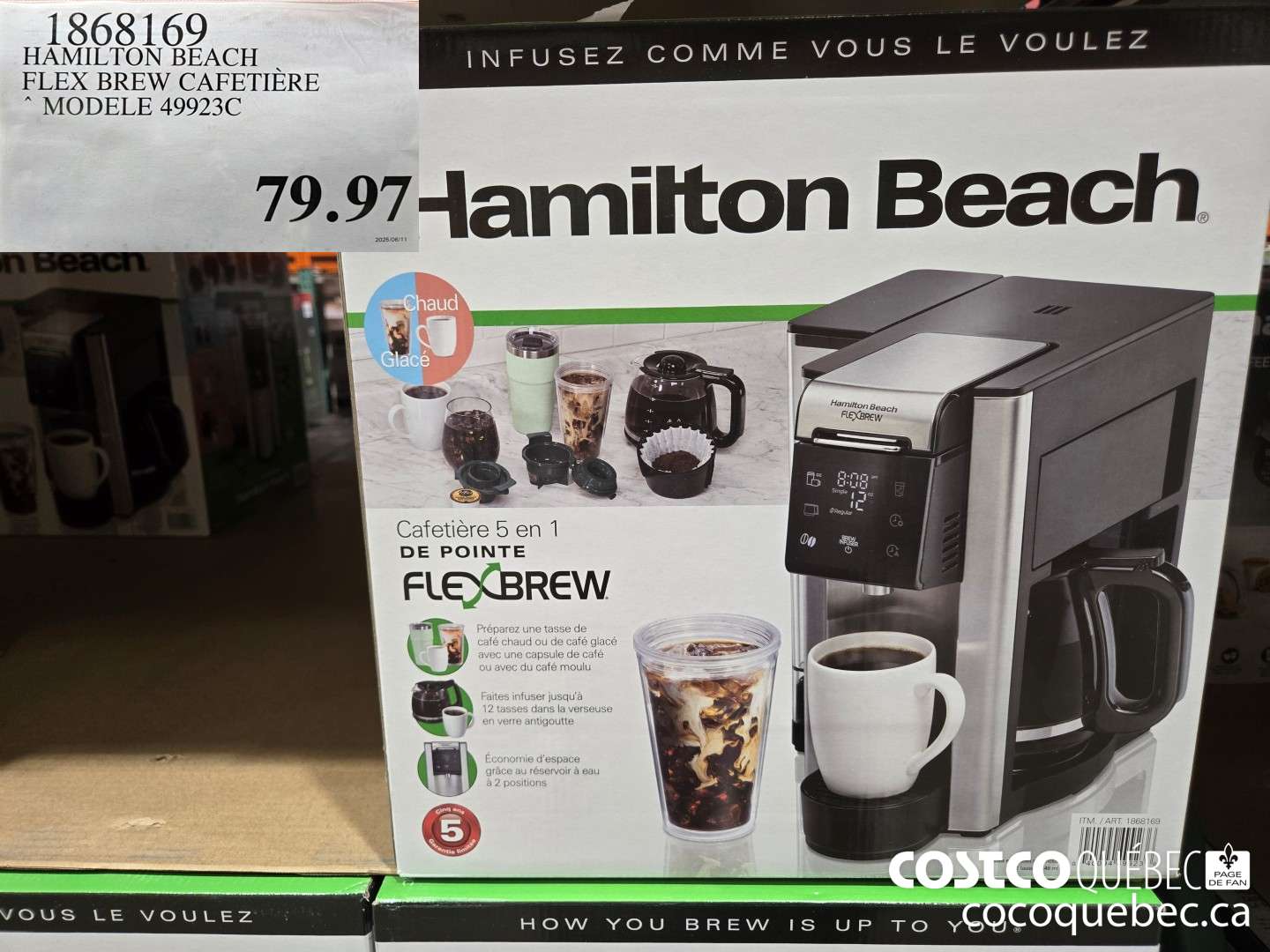 1868169 HAMILTON BEACH FLEX BREW CAFETIERE MODELE 49923C  $79.97
