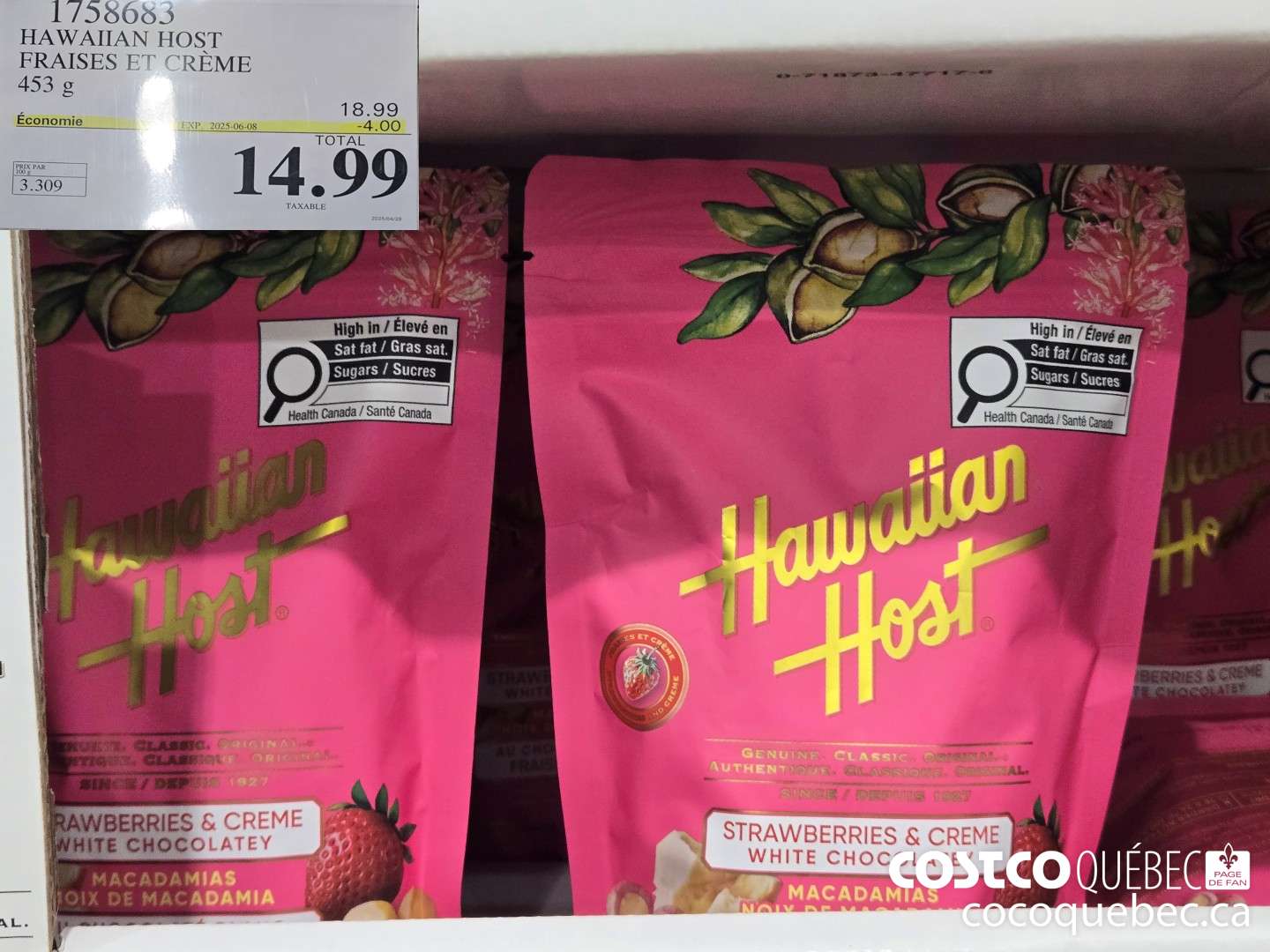1758683 HAWAIIAN HOST FRAISES ET CREME  ($4.00 INSTANT SAVINGS EXPIRES ON 2025-06-08) $14.99