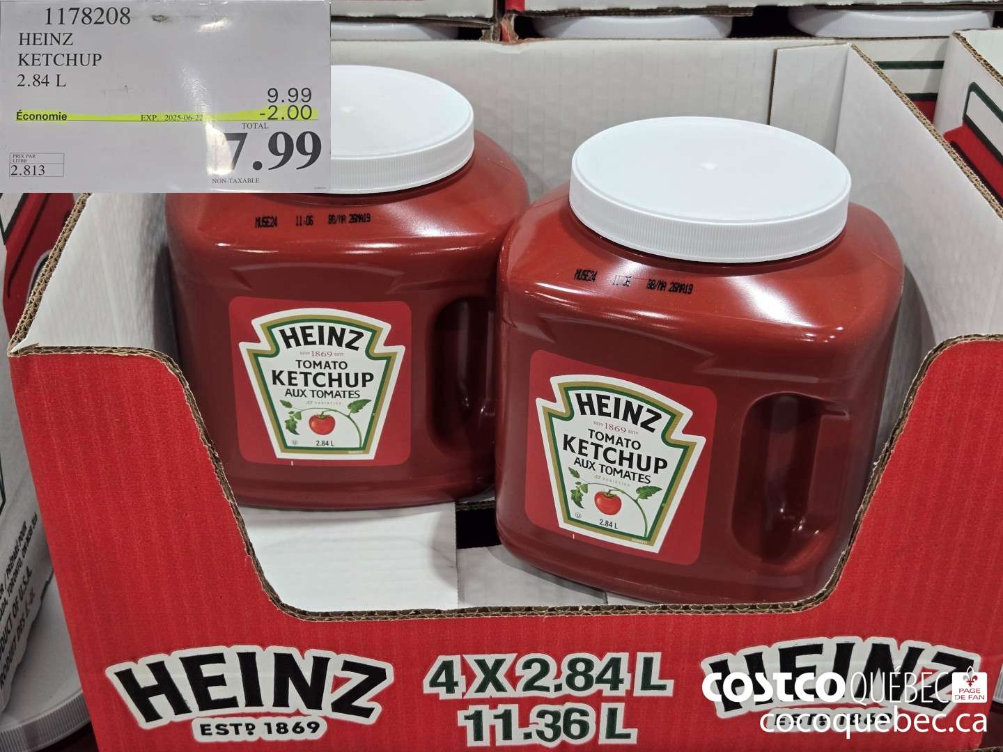 1178208 HEINZ KETCHUP 2.84 L  (EXPIRES ON 2025-06-22) $7.99