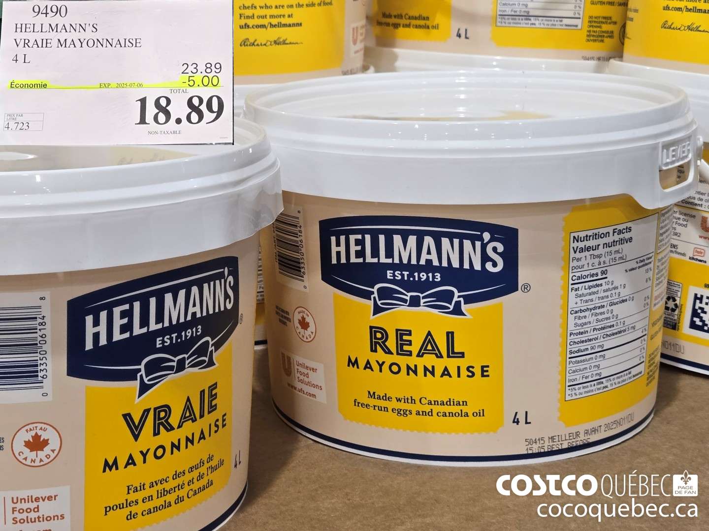 9490 HELLMANN 'S VRAIE MAYON NAISE  ($6.00 INSTANT SAVINGS EXPIRES ON 2025-07-06) $18.89