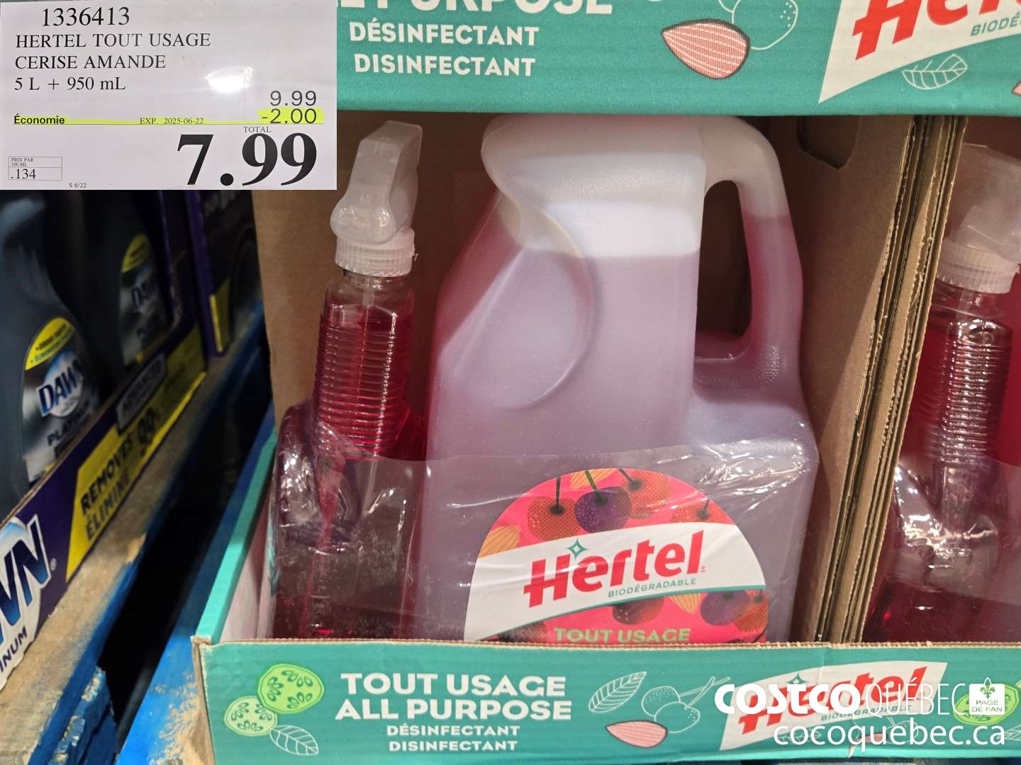 1336413 HERTEL TOUT USAGE CERISE AMANDE 5L + 950ML ($2.00 INSTANT SAVINGS EXPIRES ON 2025-06-22) $7.99