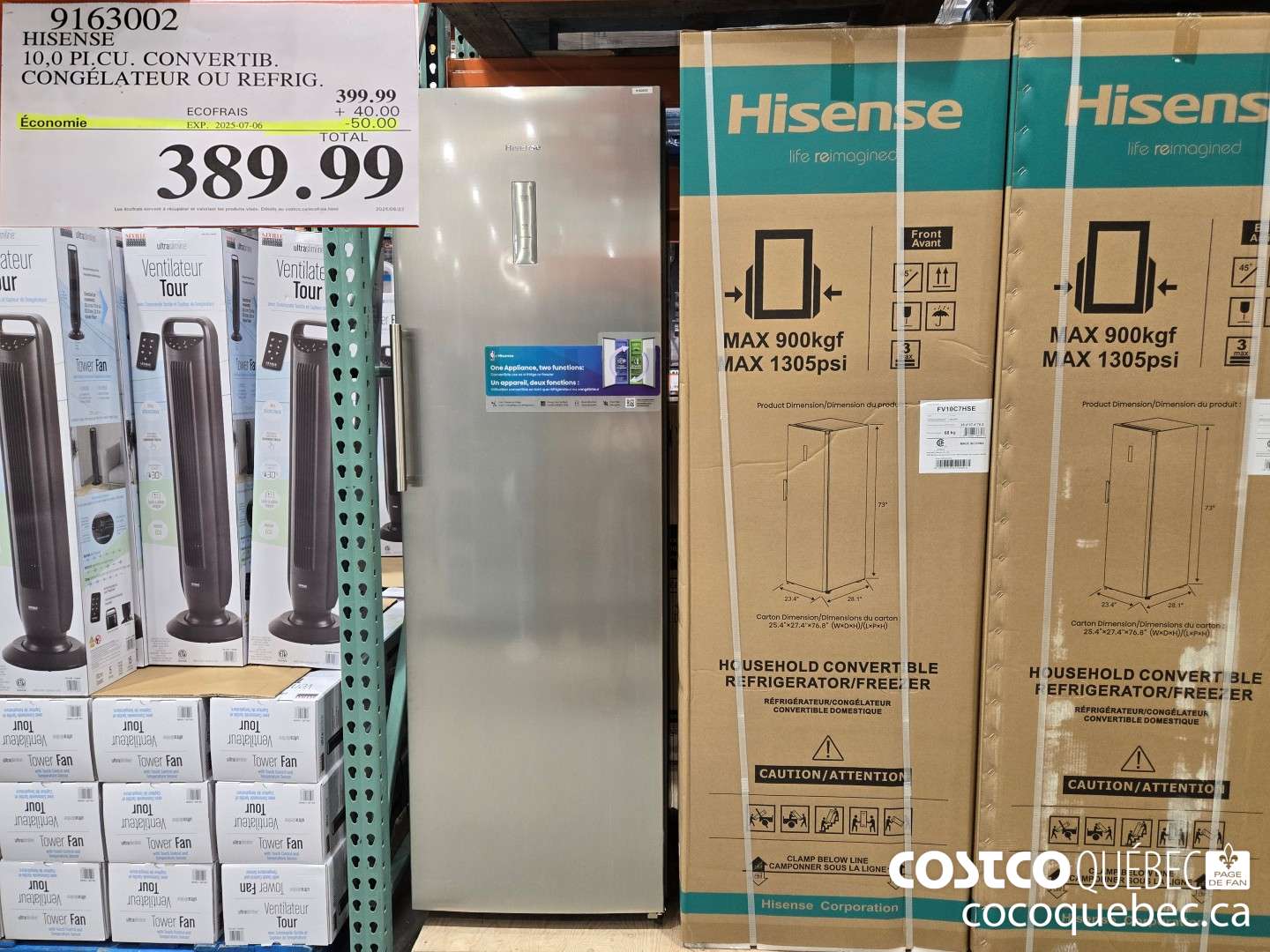 9163002 HISENSE 10,0 Pi CONVERTIBLE CONGELATEUR OU FRIGO  ($50.00 INSTANT SAVINGS EXPIRES ON 2025-07-06) $389.99