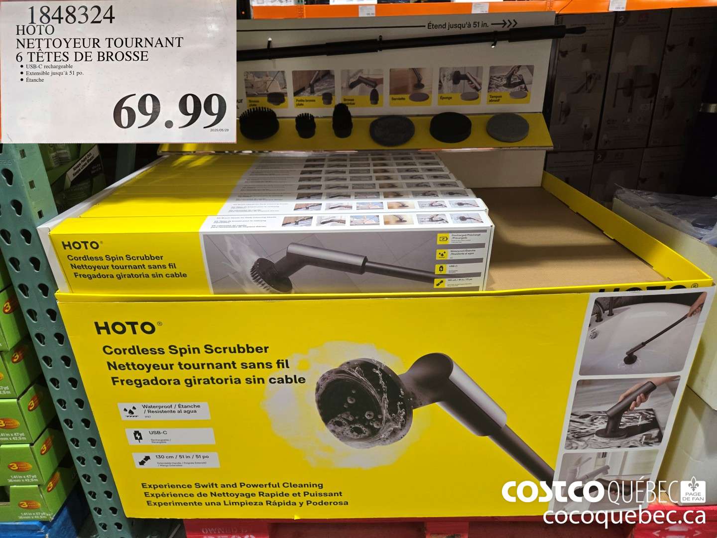 1848324 HOTO NETTOYEUR TOURNANT 6 TETES DE BROSSE  $69.99