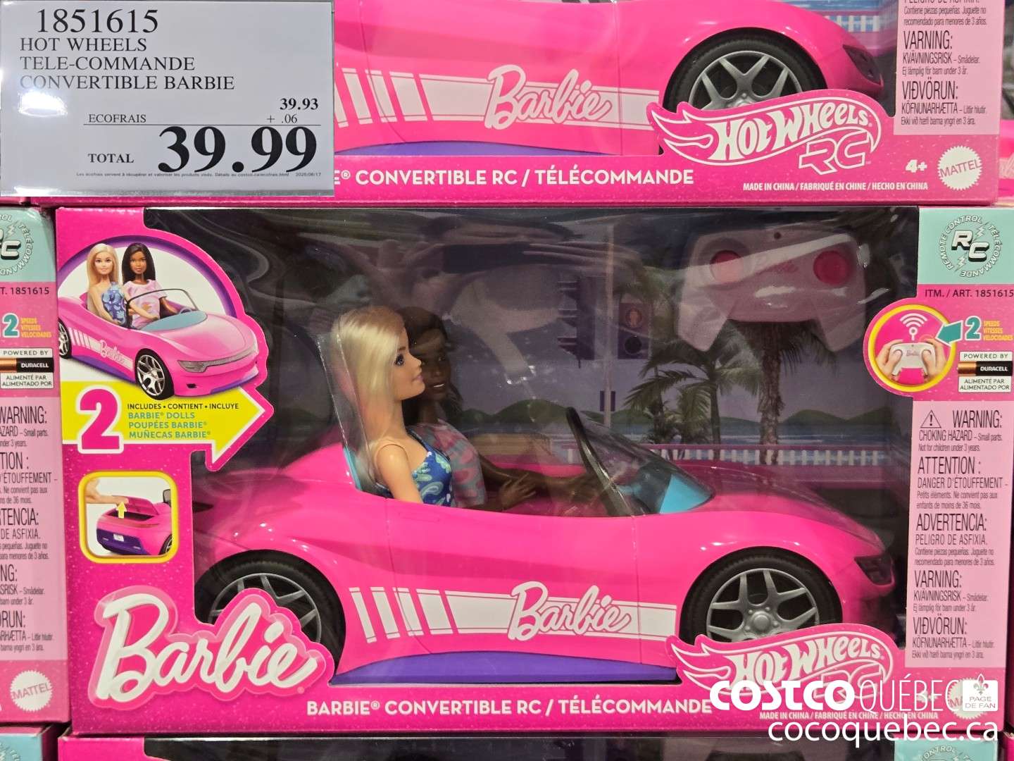 1851615 HOT WHEELS TELE-COMMANDE ONVERTIBLE BARBIE  $39.99