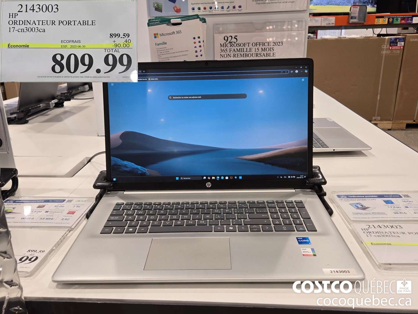 2143003 HP ORDINATEUR PORTABLE 17-cn3003ca  2025-06-30 ($100.00 INSTANT SAVINGS) $809.99