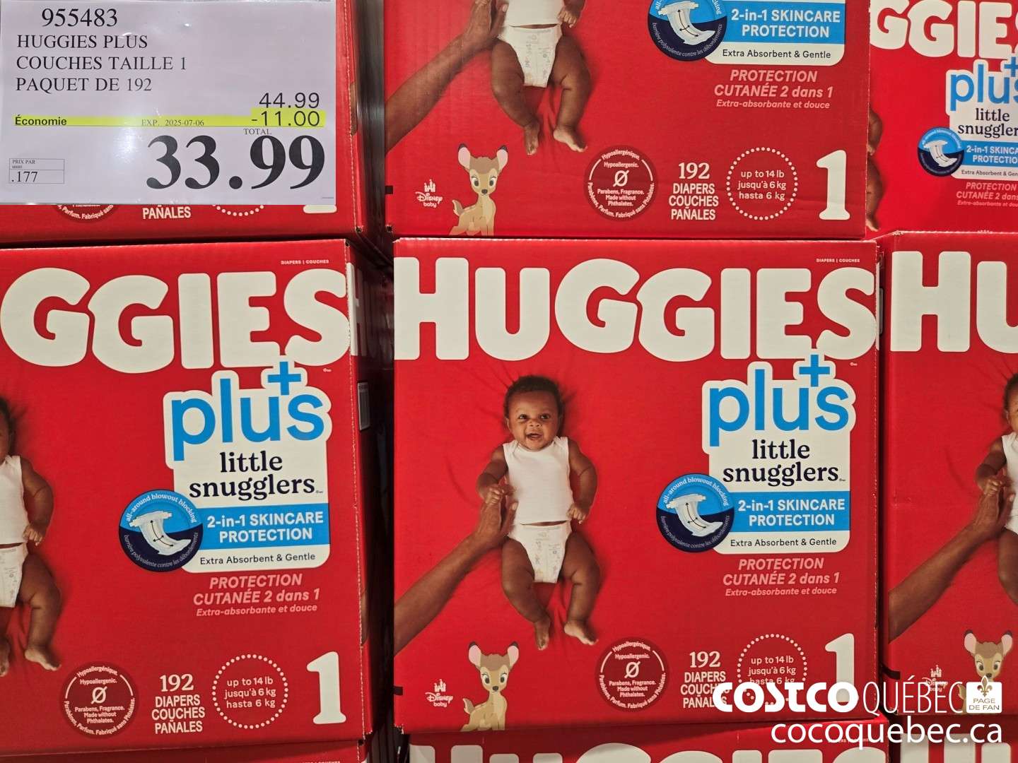 955483 HUGGIES LITTLE SNUGGLE COUCHES TAILLE 1 Pack of 192 ($11.00 INSTANT SAVINGS EXPIRES ON 2025-07-06) $33.99
