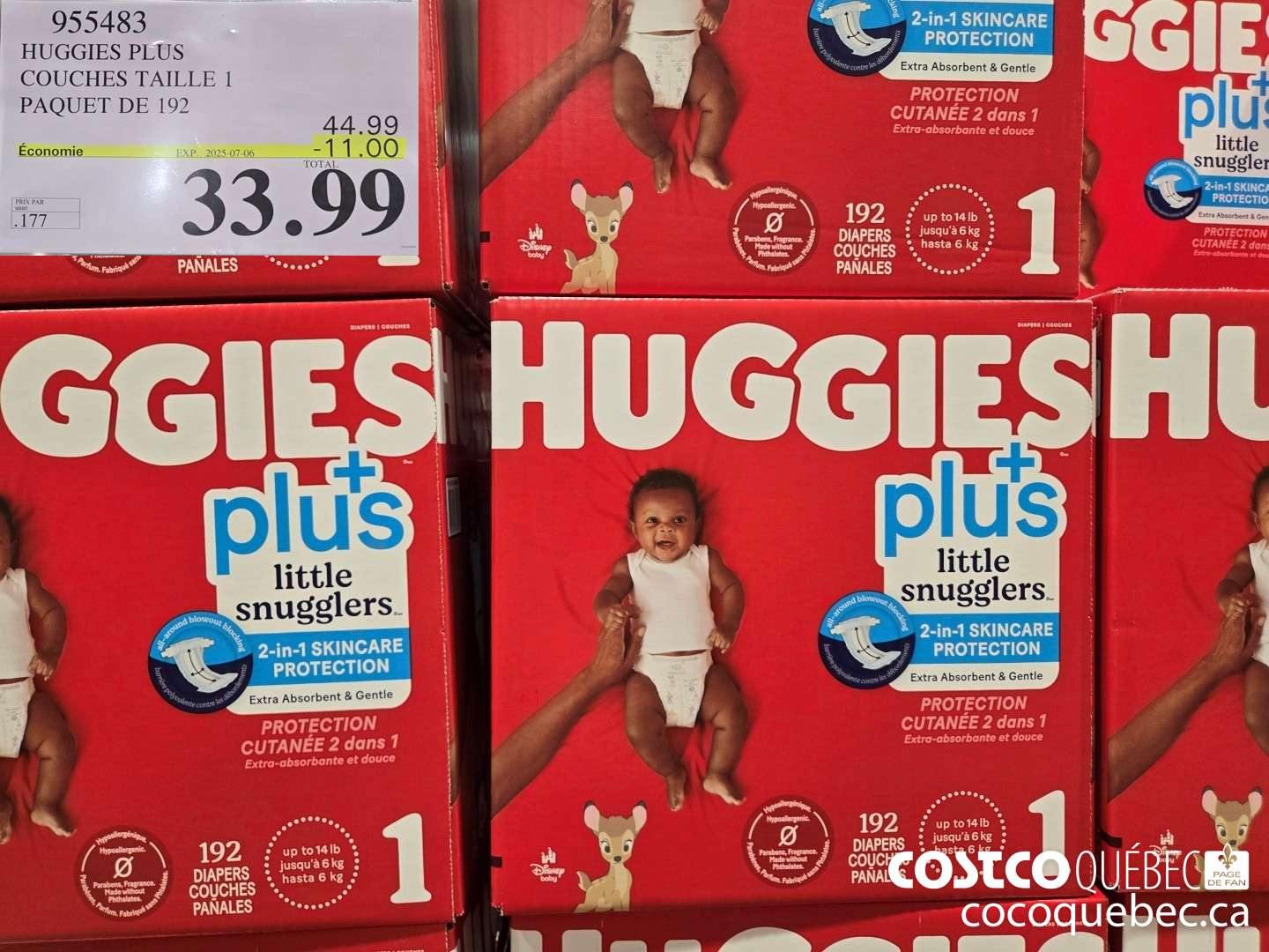 955483 HUGGIES LITTLE SNUGGLE COUCHES TAILLE 1 Pack of 192 ($11.00 INSTANT SAVINGS EXPIRES ON 2025-07-06) $33.99