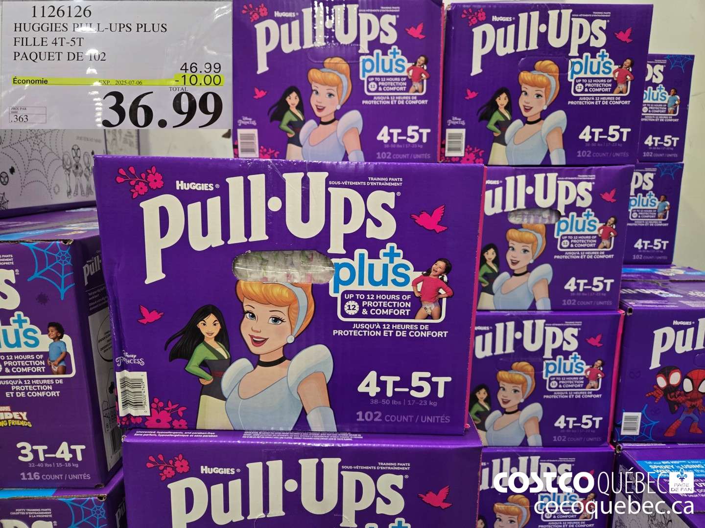 1126126 HUGGIES PULL-UPS PLUS FILLE 4T-5T PAQUET DE 102  ($10.00 INSTANT SAVINGS EXPIRES ON 2025-07-06) $36.99