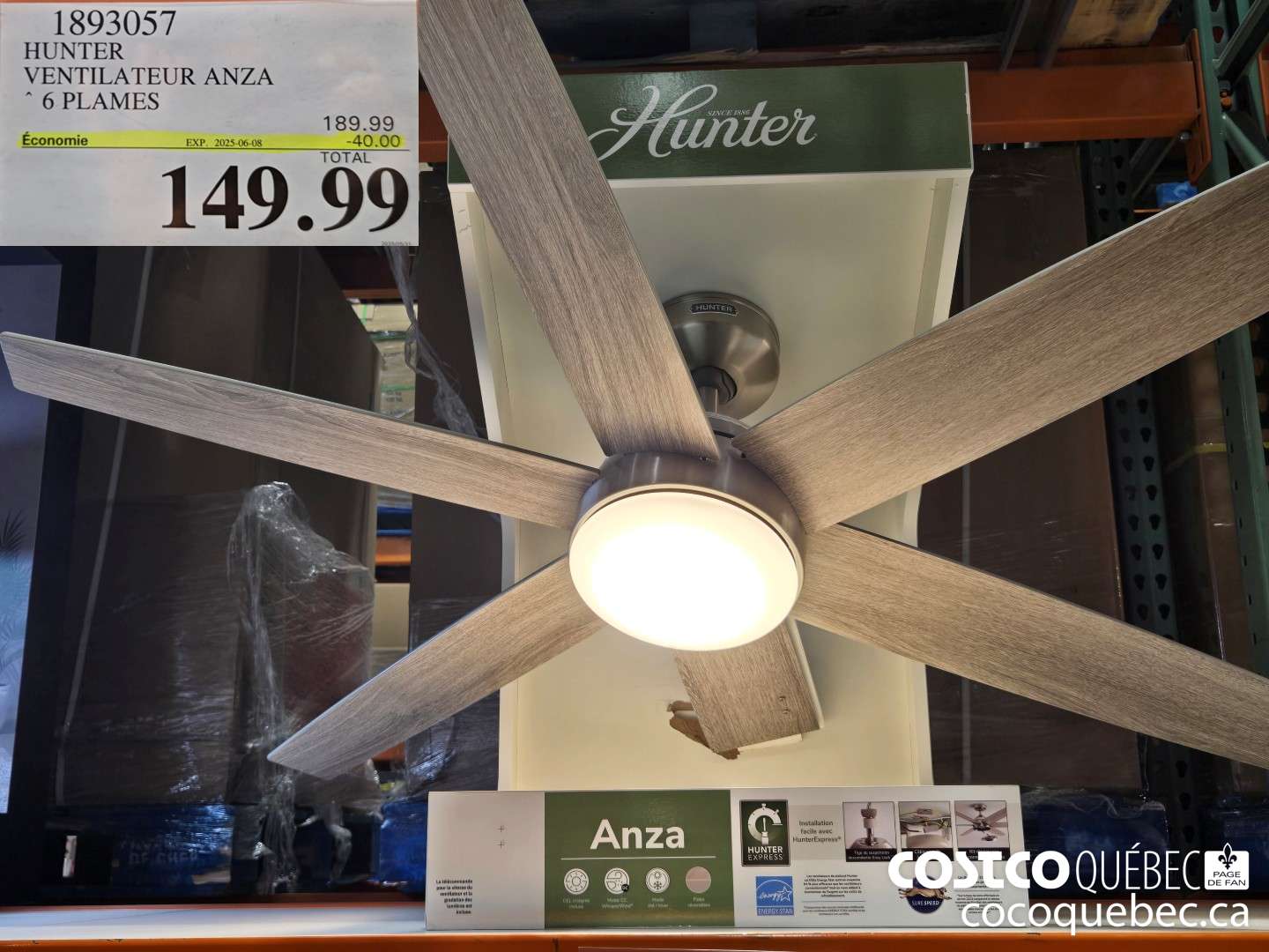 1893057 HUNTER VENTILATEUR ANZA * 6 PLAMES  ($40.00 INSTANT SAVINGS EXPIRES ON 2025-06-08) $149.99