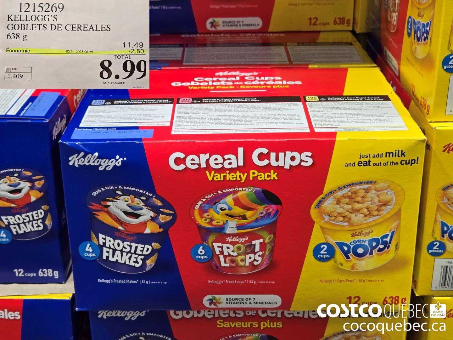 1215269 KELLOGG'S GOBLETS DE CEREALES 638 g 2.50 OFF $8.99