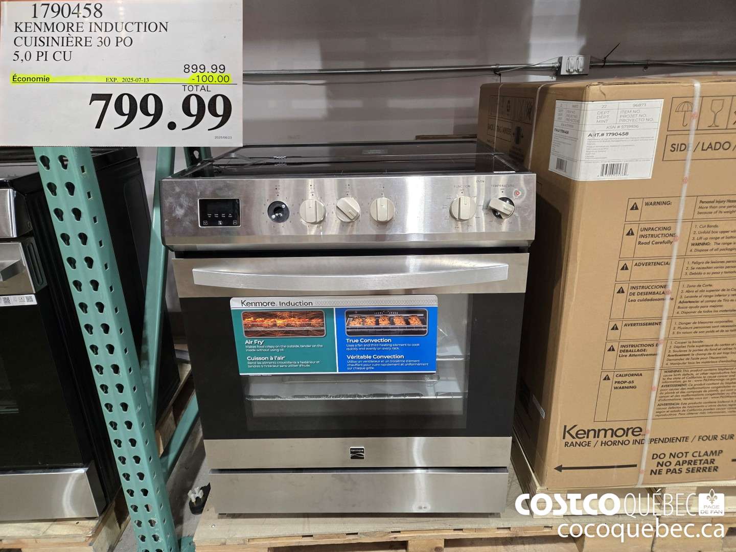 1790458 KENMORE INDUCTION CUISINIERE 30 PO  ($100.00 INSTANT SAVINGS EXPIRES ON 2025-07-13) $799.99