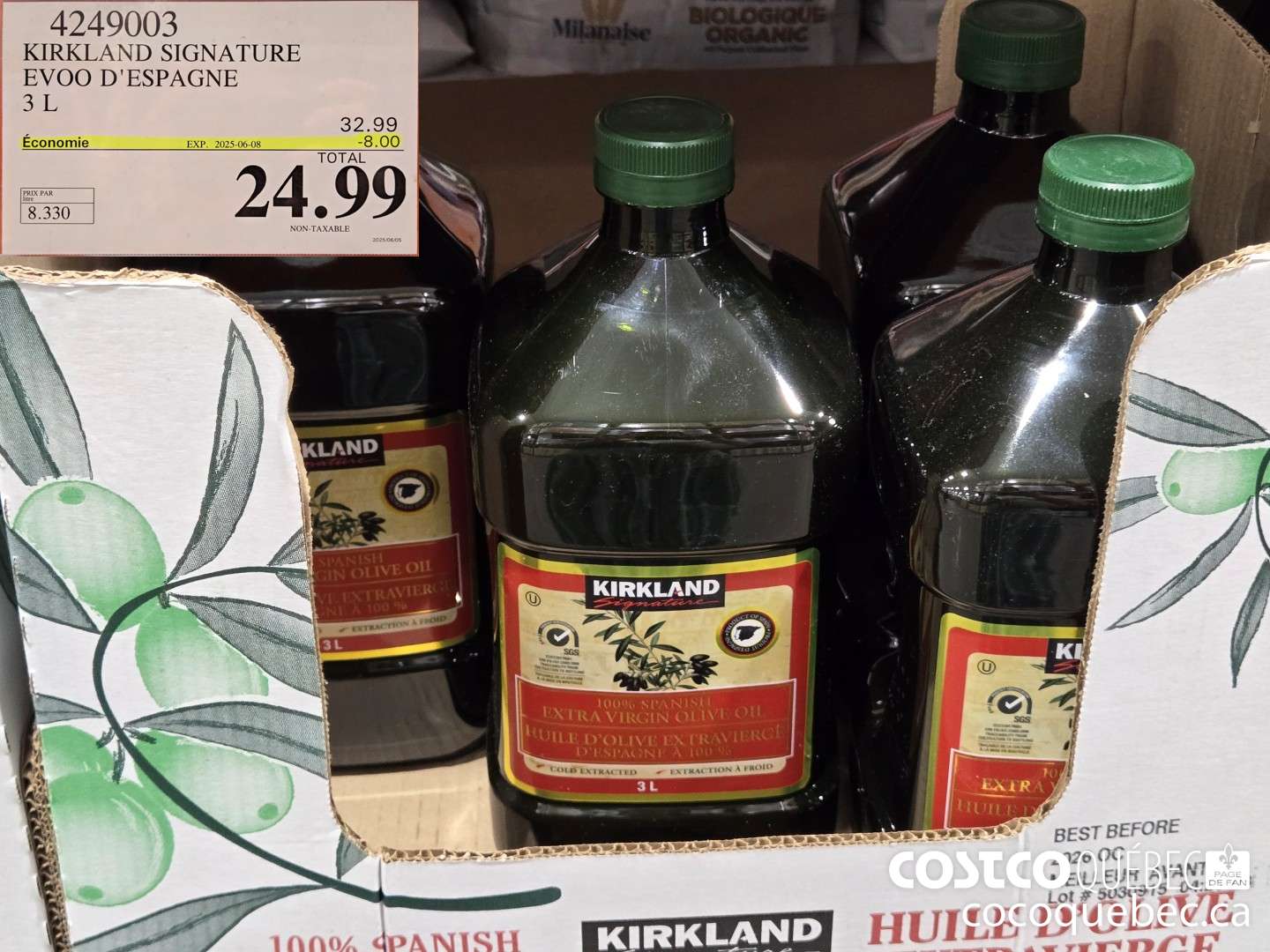 4249003 KIRKLAND SIGNATURE EVOO D'ESPAGNE  ($8.00 INSTANT SAVINGS EXPIRES ON 2025-06-08) $24.99