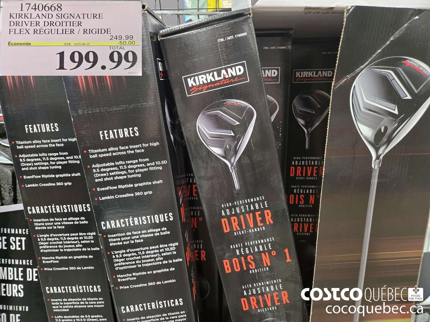 1740668 KIRKLAND SIGNATURE DRIVER DROITIER FLEX REGULIER / RIGIDE  ($50.00 INSTANT SAVINGS EXPIRES ON 2025-06-15) $199.99