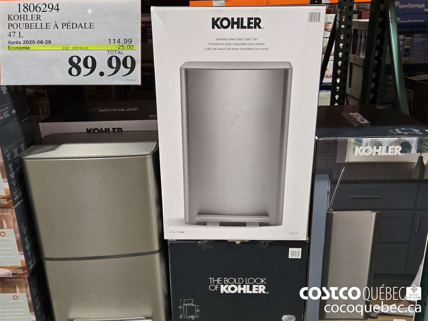 1806294 KOHLER POUBELLE A PEDALE  ($25.00 INSTANT SAVINGS EXPIRES ON 2025-06-29) $89.99