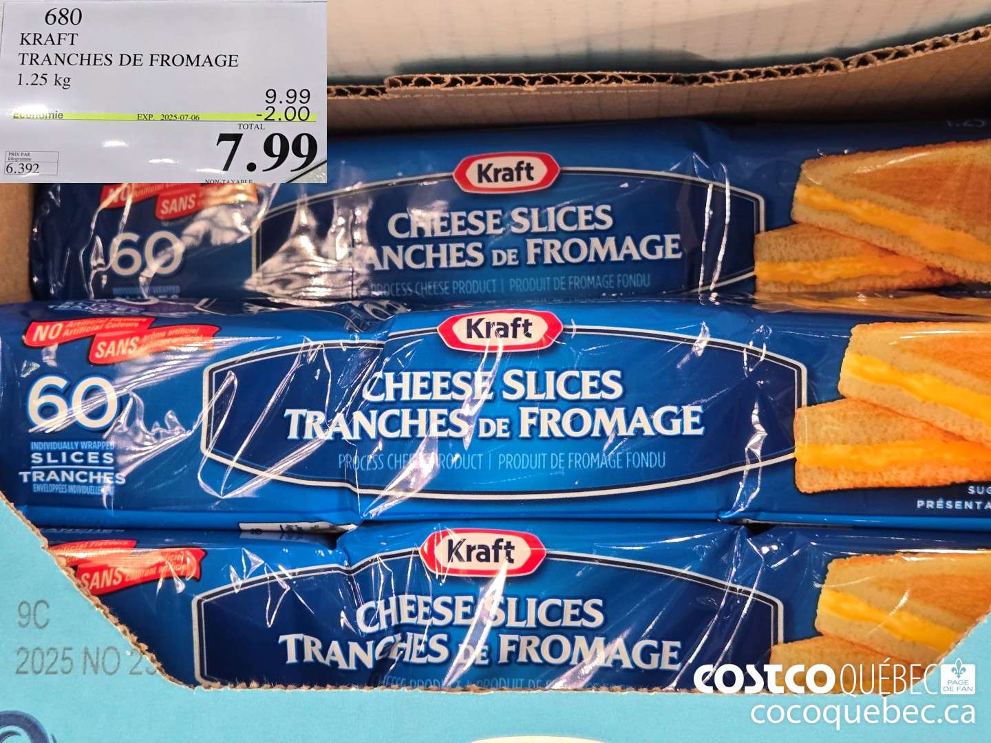 680 KRAFT TRANCHES DE FROMAGE  ($2.00 INSTANT SAVINGS EXPIRES ON 2025-07-06) $7.99