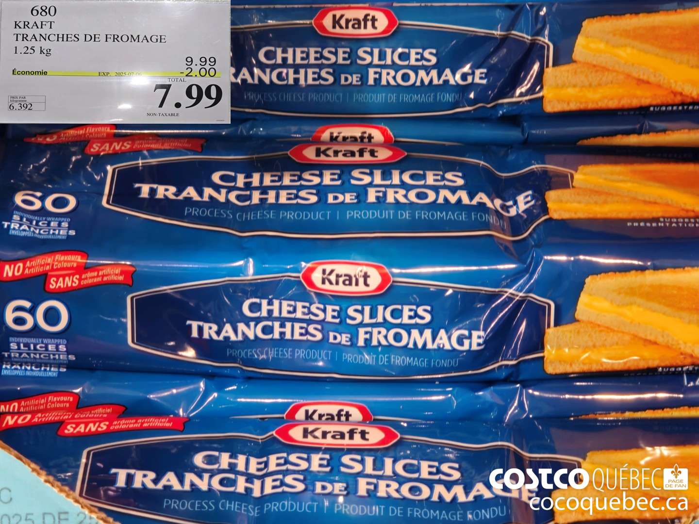 680 KRAFT TRANCHES DE FROMAGE  ($2.00 INSTANT SAVINGS EXPIRES ON 2025-07-06) $7.99