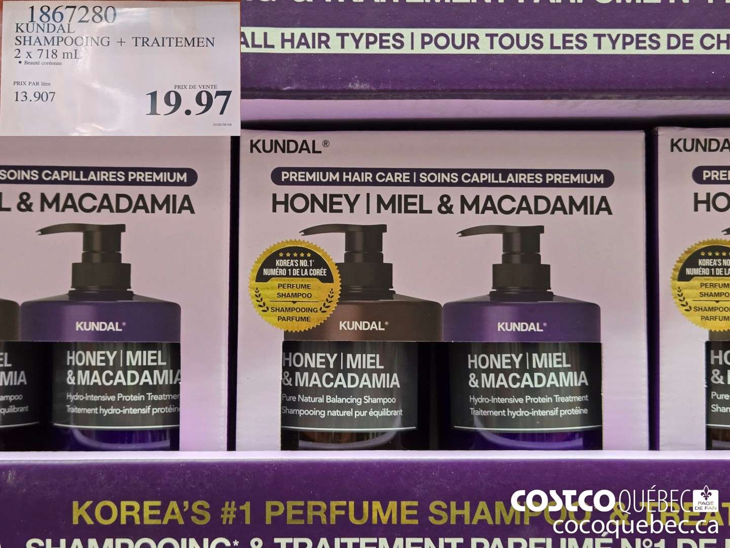 1867280 KUNDAL SHAMPOOING + TRAITEMEN 2x 718 mL  $19.97