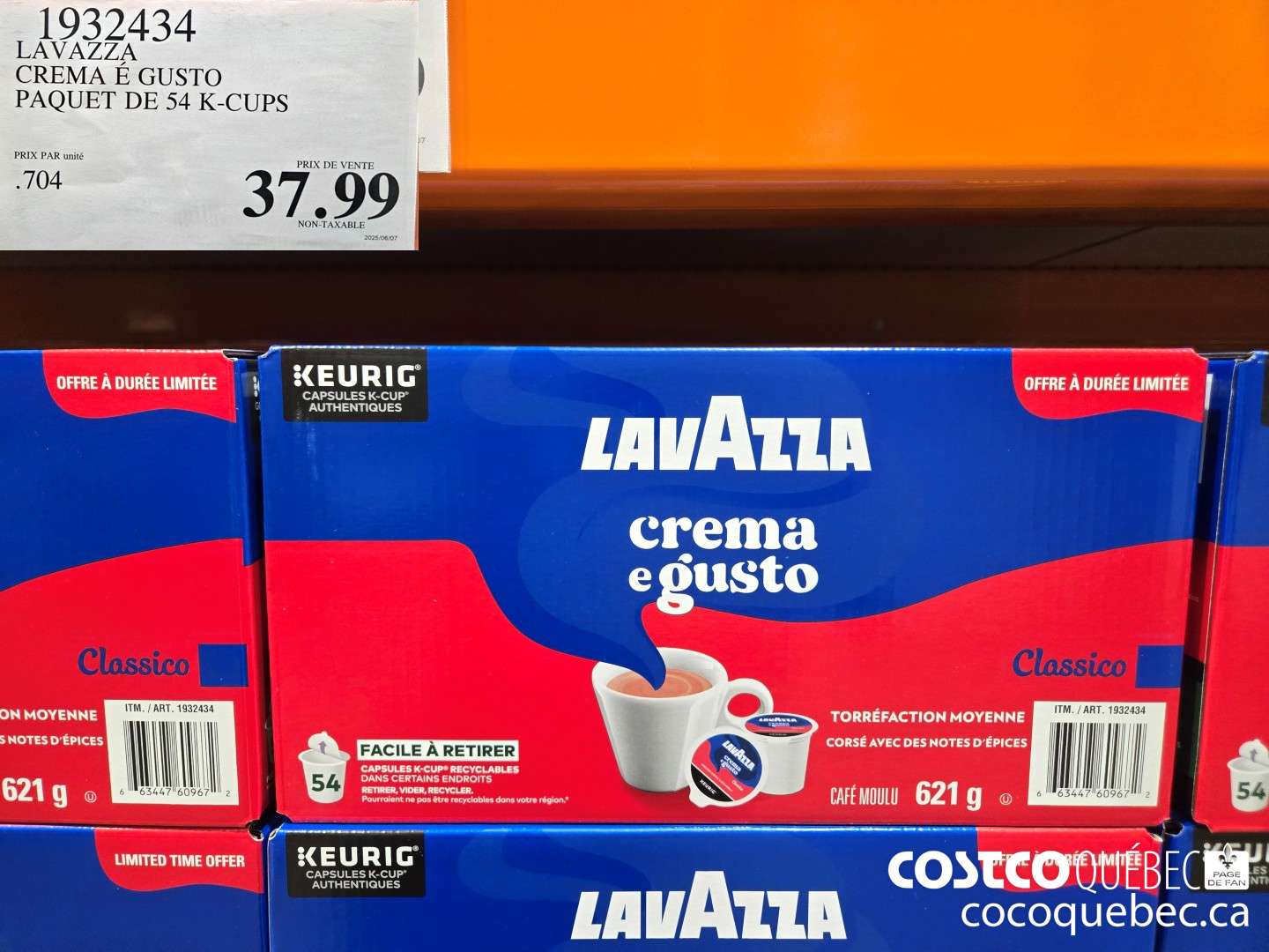 932434 LAVAZZA CREMA E GUSTO PAQUET DE 54 K-CUPS  $37.99