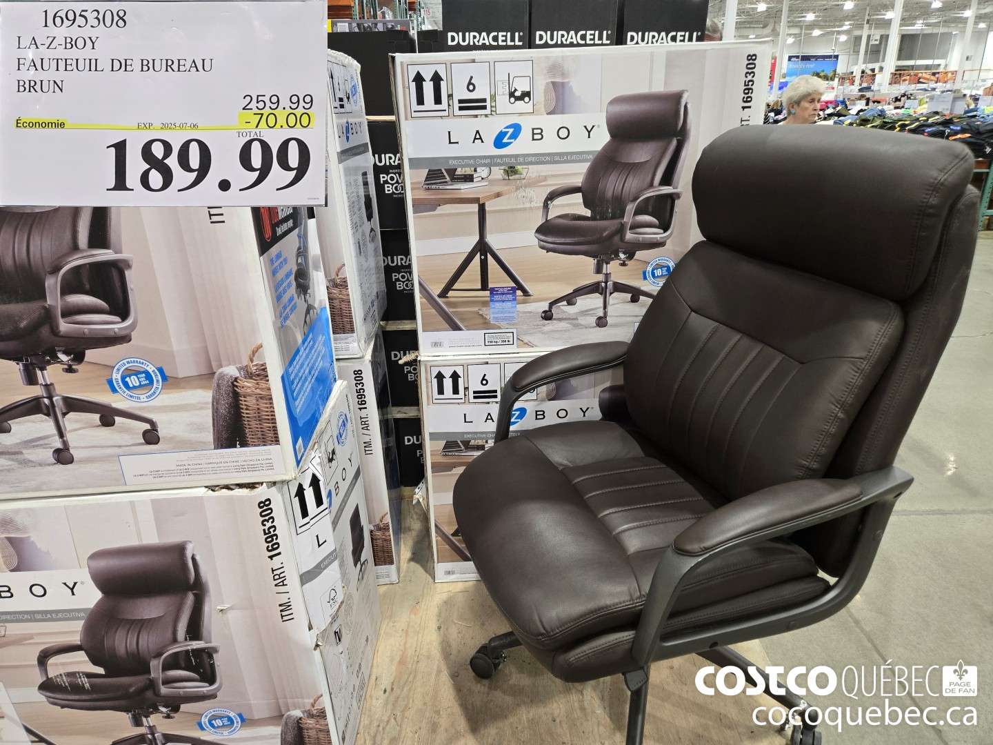 1695308 LA-Z-BOY FAUTEUIL DE BUREAU BRUN ($70.00 INSTANT SAVINGS EXPIRES ON 2025-07-06) $189.99