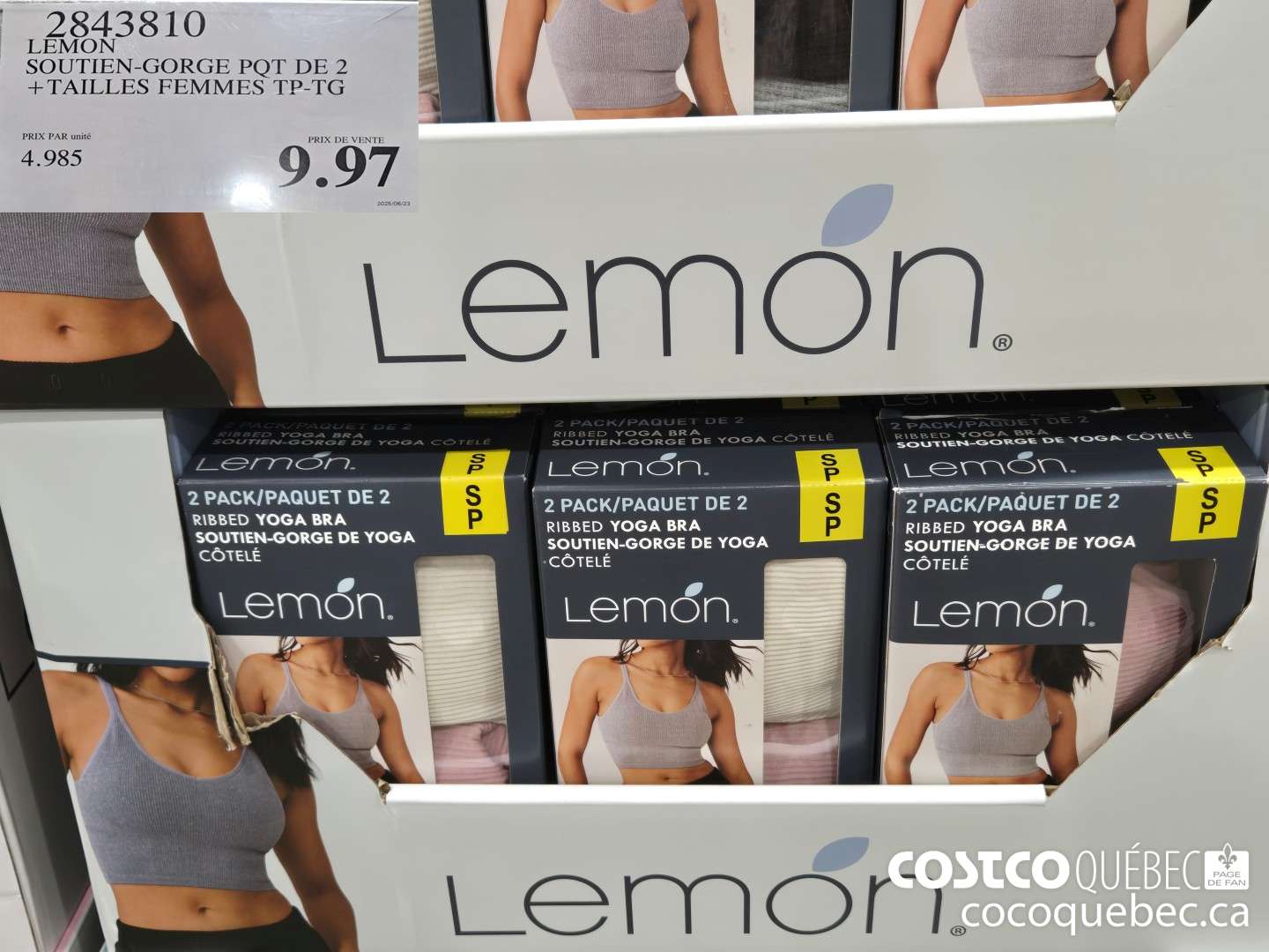 2843810 LEMON SOUTIEN-GORGE POT DE 2 +TAILLES FEMMES TP-TG  $9.97