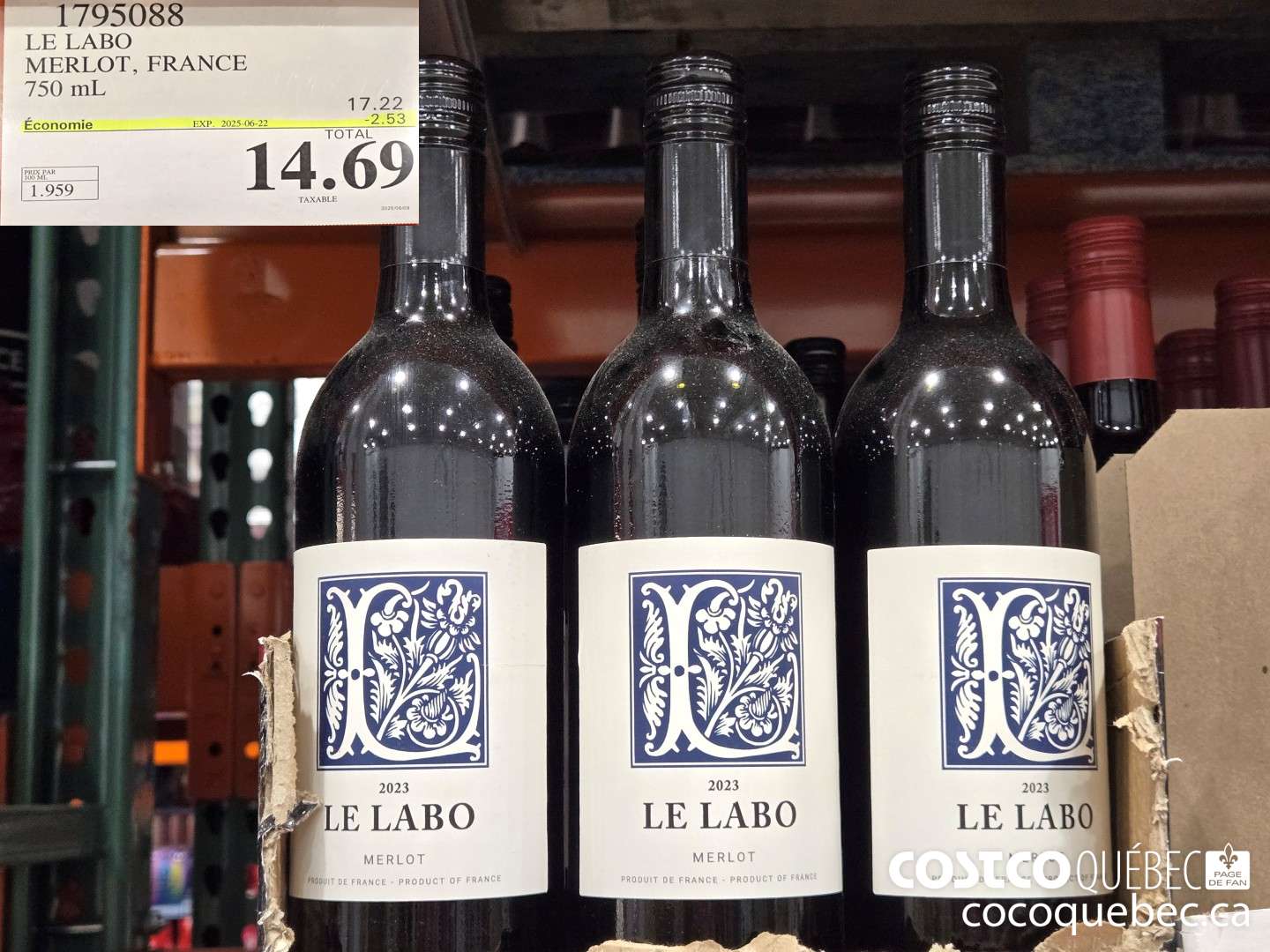 1795088 LE LABO MERLOT, FRANCE 750 mL  ($2.53 INSTANT SAVINGS EXPIRES ON 2025-06-22) $14.69
