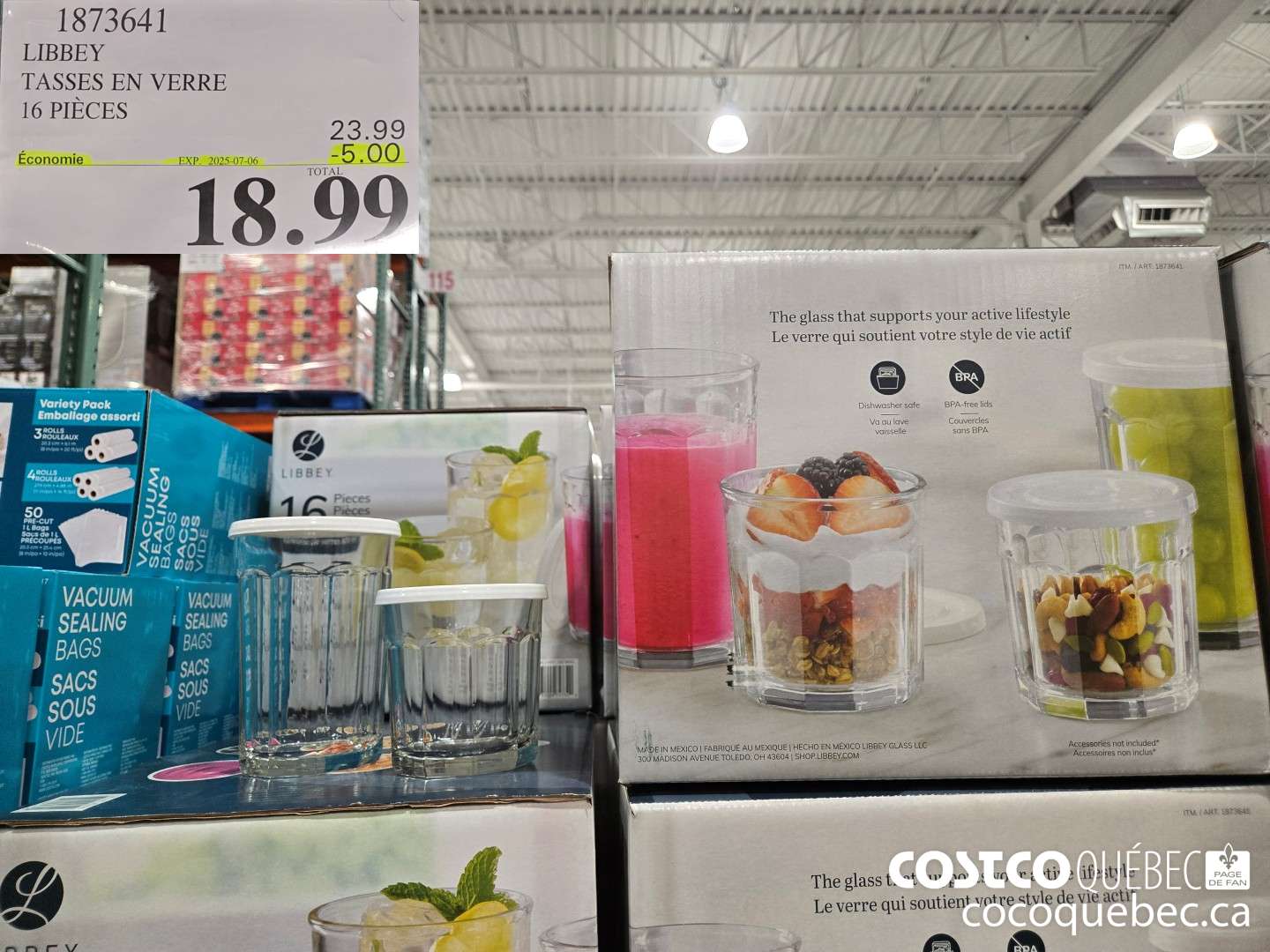 1873641 LIBBEY TASSES EN VERRE 16 PIECES  ($5.00 INSTANT SAVINGS EXPIRES ON 2025-07-06) $18.99