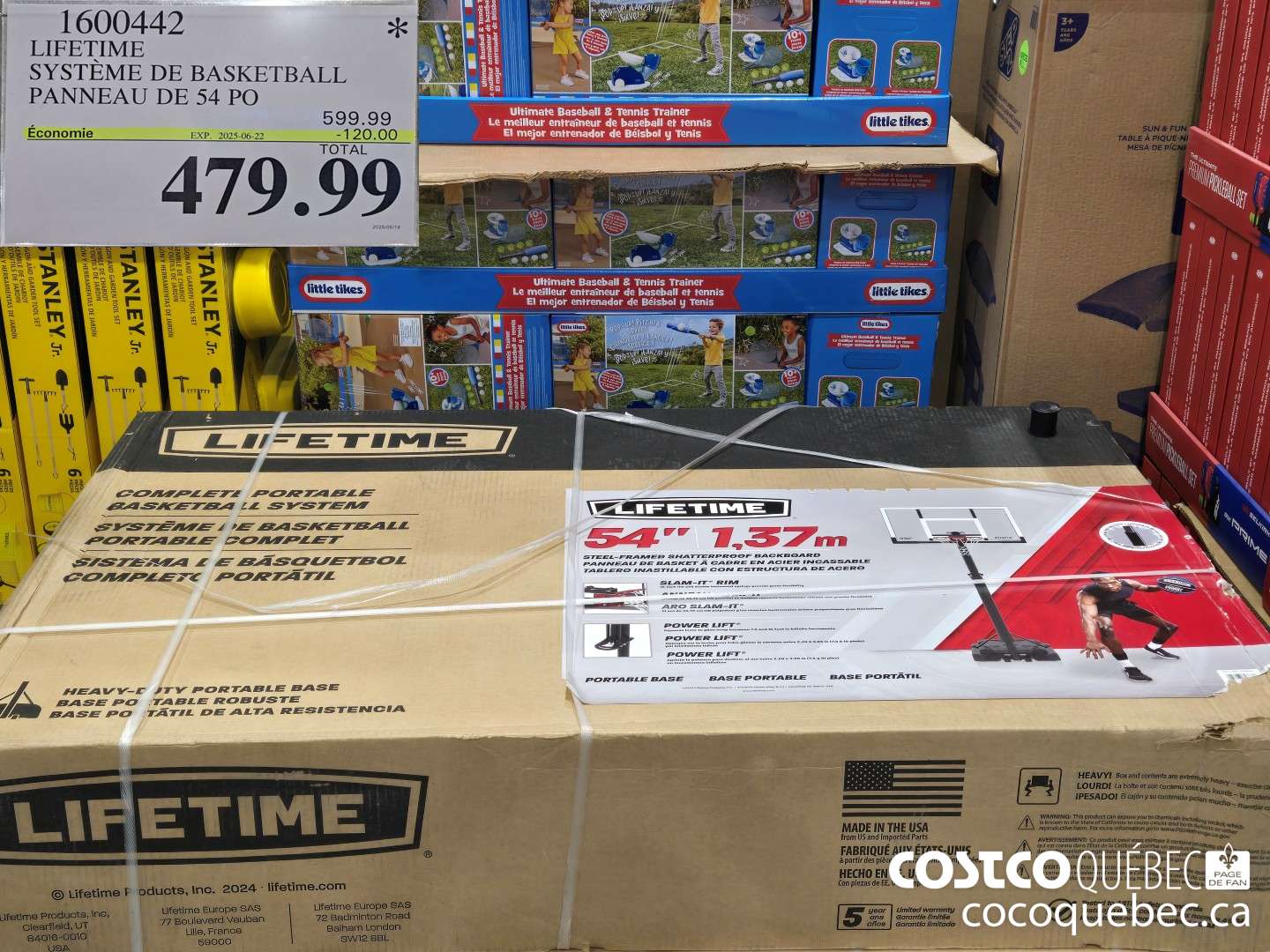 1600442 LIFETIME SYSTEME DE BASKETBALL PANNEAU DE 54 PO  2025-06-22 ($120.00 INSTANT SAVINGS) $479.99