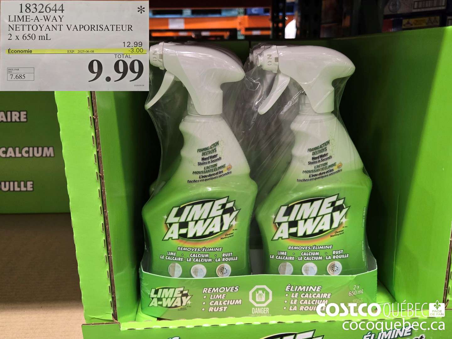 1832644 LIME-A-WAY NETTOYANT VAPORISATEUR- 2 x 650 mL  ($3.00 INSTANT SAVINGS EXPIRES ON 2025-05-11) $9.99