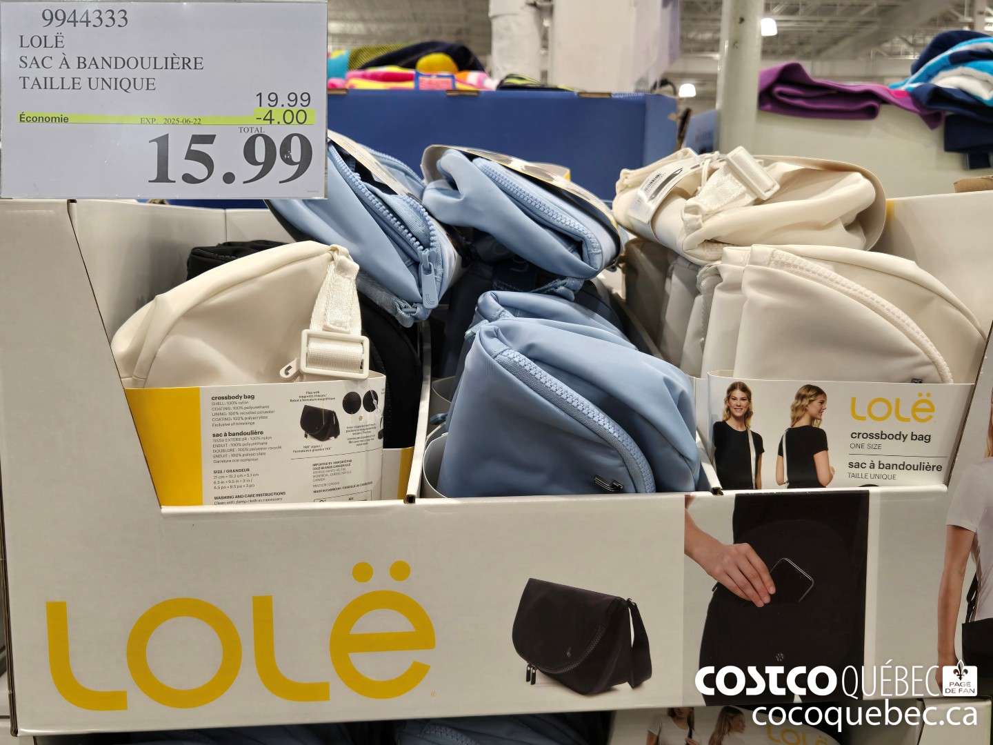 9944333 LOLE SAC A BANDOULIERE TAILLE UNIQUE  ($4.00 INSTANT SAVINGS EXPIRES ON 2025-06-22) $15.99