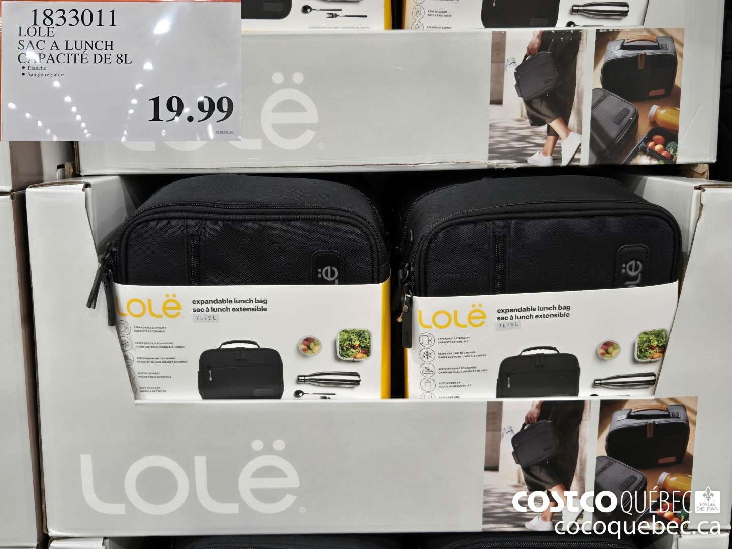 1833011 LOLE SAC A LUNCH CAPACITE DE 8L  $19.99