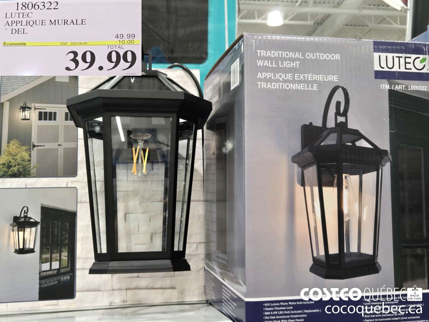 1806322 LUTEC APPLIQUE MURALE  ($10.00 INSTANT SAVINGS EXPIRES ON 2025-06-09) $39.99