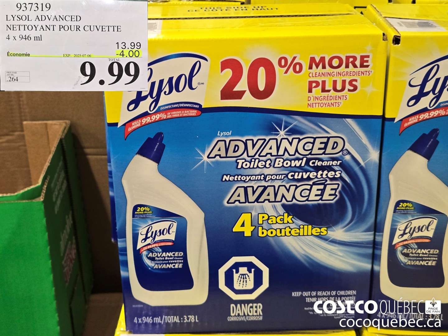 937319 LYSOL ADVANCED NETTOYANT POUR CUVETTE 4 x 946 ml  ($4.00 INSTANT SAVINGS EXPIRES ON 2025-07-06) $9.99