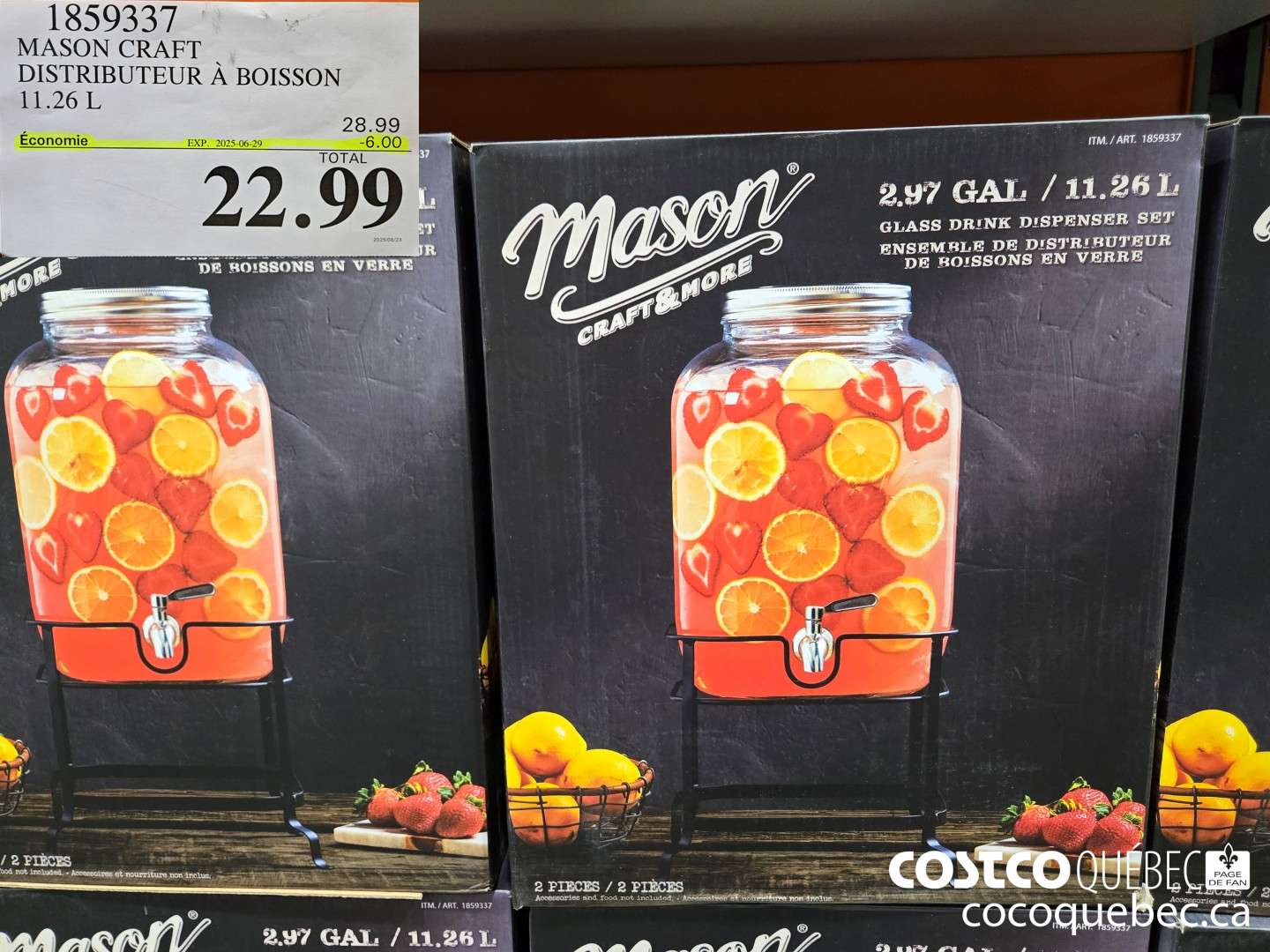 1859337 MASON CRAFT DISTRIBUTEUR A BOISSON 11.26 L  ($6.00 INSTANT SAVINGS EXPIRES ON 2025-06-29) $22.99