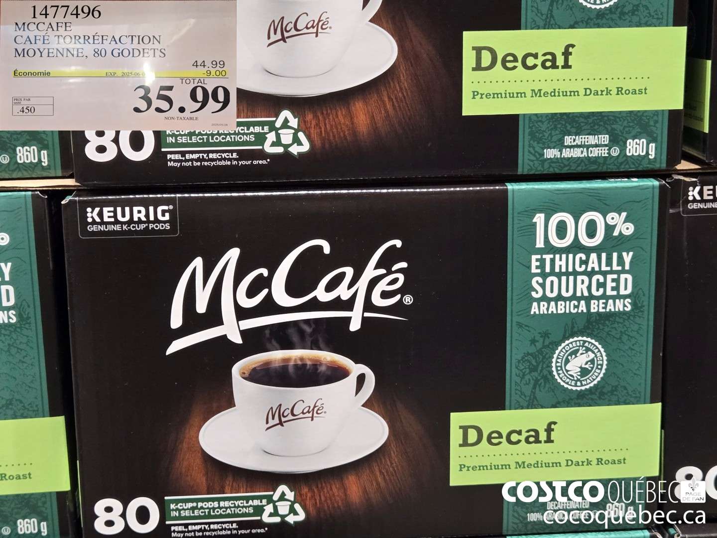 1477496 MCCAFE CAFE TORREFACTION MOYENNE, 80 GODETS  ($9.00 INSTANT SAVINGS EXPIRES ON 2025-06-08) $35.99
