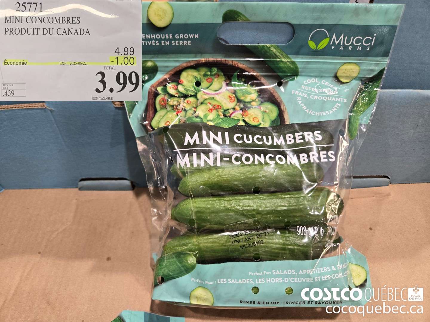 25771 MINI CONCOMBRES PRODUIT DU CANADA  ($1.00 INSTANT SAVINGS EXPIRES ON 2025-06-22) $3.99