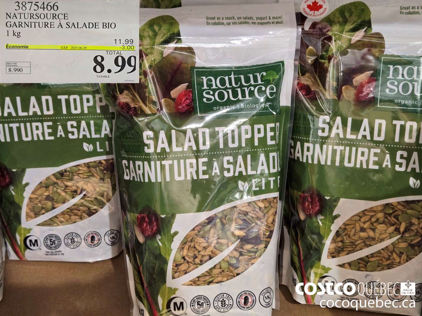 3875466 NATURESOURCE GARNITURE a SALADE BIO 1 kg  ($3.00 INSTANT SAVINGS EXPIRES ON 2025-06-29) $8.99