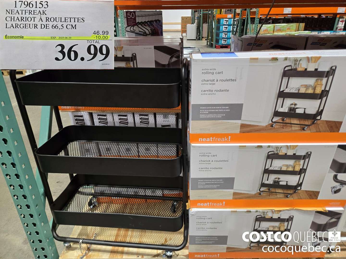 1796153 NEATFREAK CHARIOT A ROULETTES LARGEUR DE 66,5 CM  ($10.00 INSTANT SAVINGS EXPIRES ON 2025-06-29) $36.99