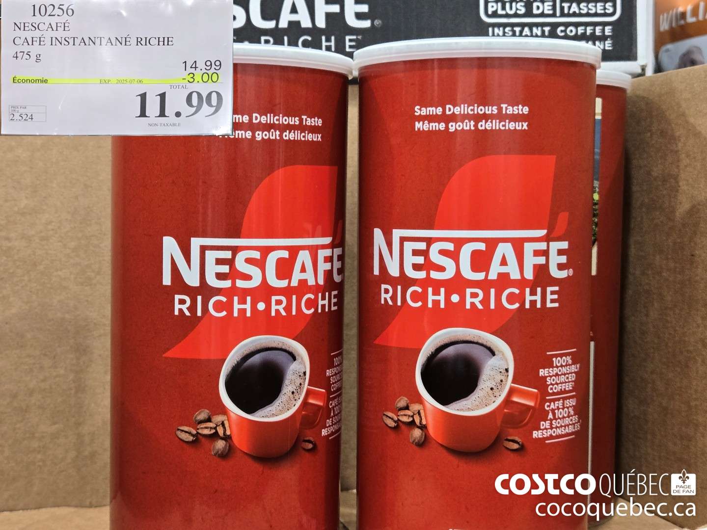 10256 NESCAFE CAFE INSTANTANE RICHE 475 g  ($3.00 INSTANT SAVINGS EXPIRES ON 2025-07-06) $11.99