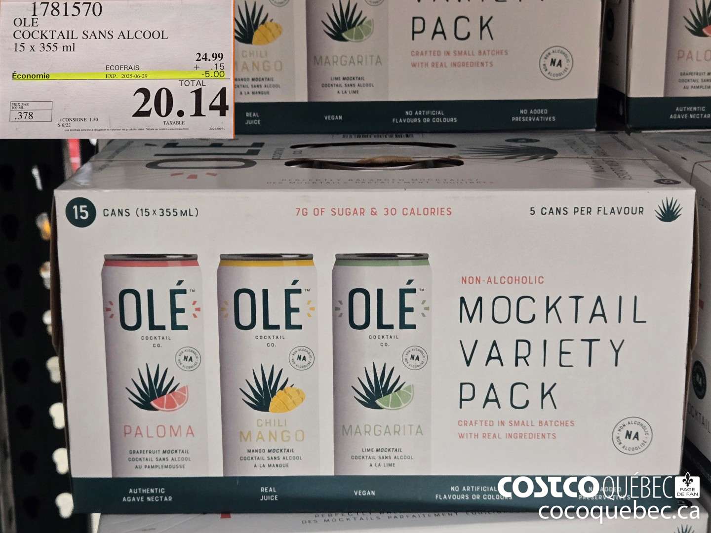 1781570 OLE COCKTAIL SANS ALCOOL 15 x 355 ml  ($5.00 INSTANT SAVINGS EXPIRES ON 2025-06-29) $20.14