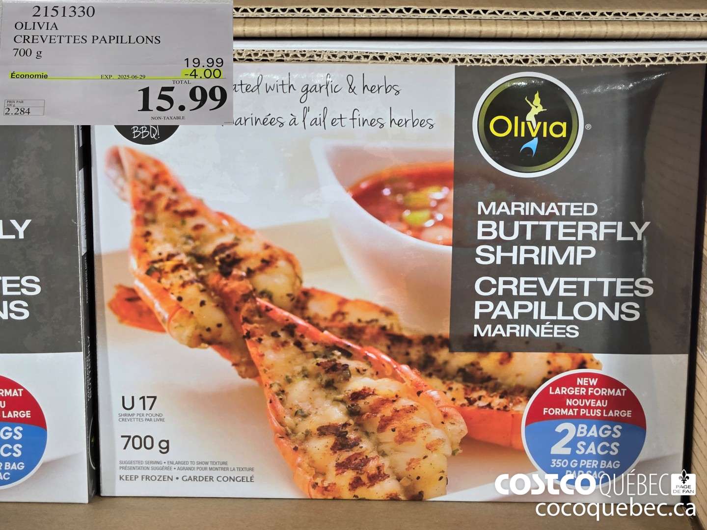 2151330 OLIVIA CREVETTES PAPILLONS  ($4.00 INSTANT SAVINGS EXPIRES ON 2025-06-29) $15.99