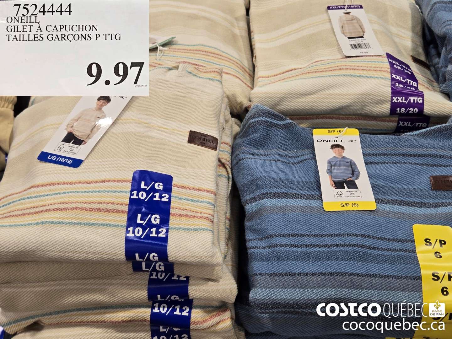 7524444 ONEILL GILET A CAPUCHON TAILLES GARCONS P-TTG  $9.97