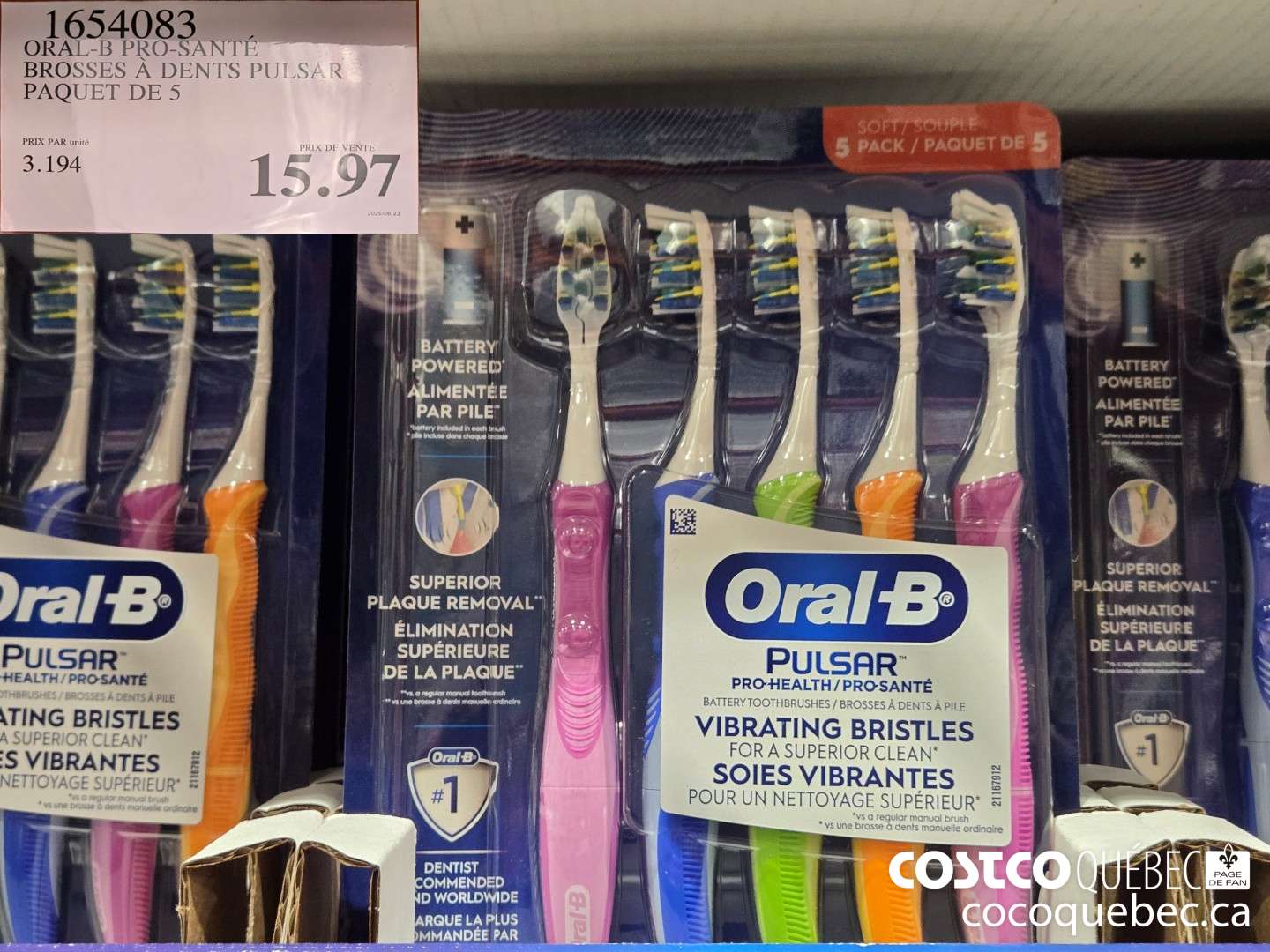 1654083 ORAL-B PRO-SANTE BROSSES A DENTS PULSAR $15.97