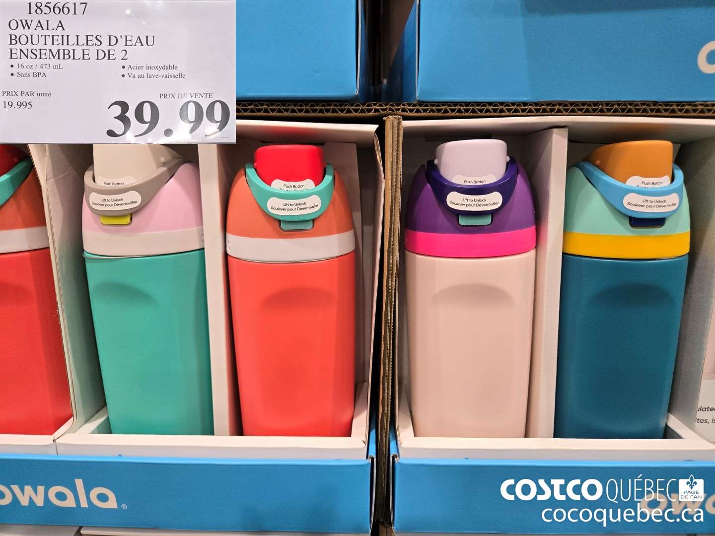 1856617 OWALA BOUTEILLES D'EAU ENSEMBLE DE 2  $39.99